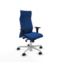 Albacete dirección sincro similpiel azul brazos 1D cromados base aluminio ruedas 65 nailon
