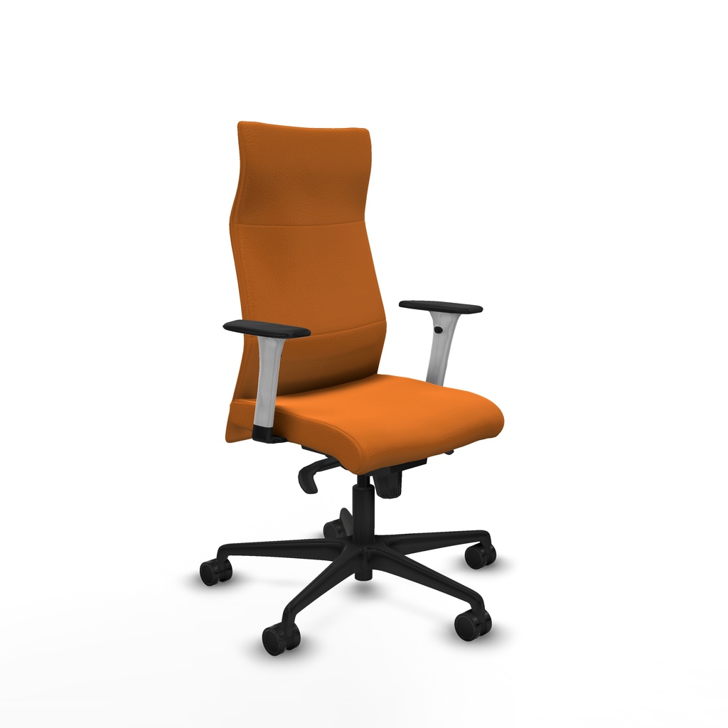 Albacete dirección sincro similpiel naranja brazos 1D blancos base nailon ruedas 65 nailon