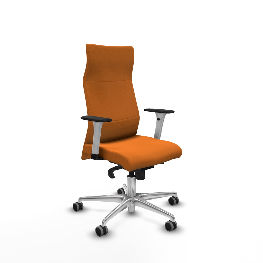 Albacete dirección sincro similpiel naranja brazos 1D blancos base aluminio ruedas 65 engomadas