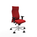 Albacete dirección sincro similpiel rojo brazos 1D cromados base blanca ruedas 65 nailon