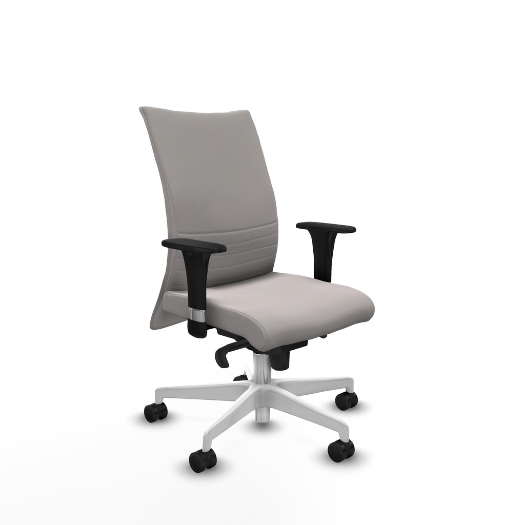Albacete confidente sincro similpiel blanco brazos 1D base blanca ruedas 65 mm nailon