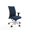 Albacete confidente sincro similpiel azul marino brazos 1D base blanca ruedas 65 mm nailon