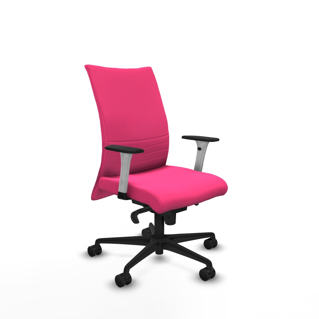 Albacete confidente sincro similpiel rosa brazos 1D blancos base nailon ruedas 65 mm nailon
