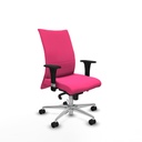 Albacete confidente sincro similpiel rosa brazos 1D base aluminio ruedas 65 mm nailon