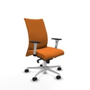 Albacete confidente sincro similpiel naranja brazos 1D blancos base aluminio ruedas 65 mm nailon