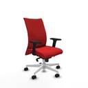 Albacete confidente sincro similpiel rojo brazos 2D base blanca ruedas 65 mm nailon