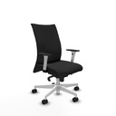 Albacete confidente sincro similpiel negro brazos 1D blancos base blanca ruedas 65 mm nailon