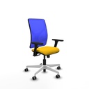 Motilla sincro malla azul bali amarillo brazos 3D base blanca  ruedas 65mm engomadas