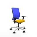 Motilla sincro malla azul bali amarillo brazos 3D base blanca  ruedas 65mm nailon