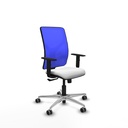 Motilla sincro malla azul bali blanco brazos 1D base aluminio  ruedas 65mm engomadas