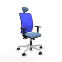 Motilla sincro malla azul bali azul cielo brazos 1D base blanca cabecero fijo ruedas 65mm nailon
