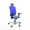 Motilla sincro malla azul bali azul cielo brazos 3D base blanca cabecero fijo ruedas 65mm engomadas