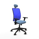 Motilla sincro malla azul bali azul cielo brazos 3D base piramidal cabecero fijo ruedas 65mm nailon