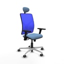 Motilla sincro malla azul bali azul cielo brazos 3D base aluminio cabecero fijo ruedas 65mm engomadas