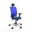 Motilla sincro malla azul bali azul marino brazos 2D base aluminio cabecero fijo ruedas 65mm nailon