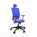 Motilla sincro malla azul bali azul claro brazos blancos base piramidal cabecero fijo ruedas 65mm nailon