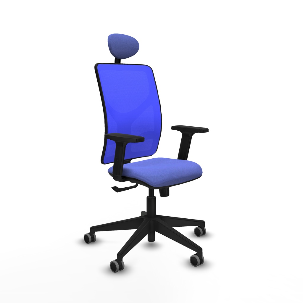 Motilla sincro malla azul bali azul claro brazos 2D base piramidal cabecero fijo ruedas 65mm engomadas