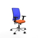Motilla sincro malla azul bali naranja brazos 2D base aluminio  ruedas 65mm nailon