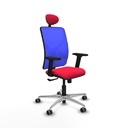Motilla sincro malla azul bali rojo brazos 2D base aluminio cabecero fijo ruedas 65mm engomadas