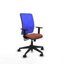 Motilla sincro malla azul bali marrón brazos 1D base piramidal  ruedas 65mm nailon