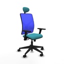 Motilla sincro malla azul bali turquesa brazos 3D base piramidal cabecero fijo ruedas 65mm nailon