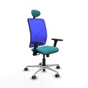 Motilla sincro malla azul bali turquesa brazos 3D base aluminio cabecero fijo ruedas 65mm engomadas