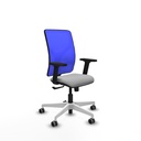 Motilla sincro malla azul bali gris claro brazos 2D base blanca  ruedas 65mm engomadas