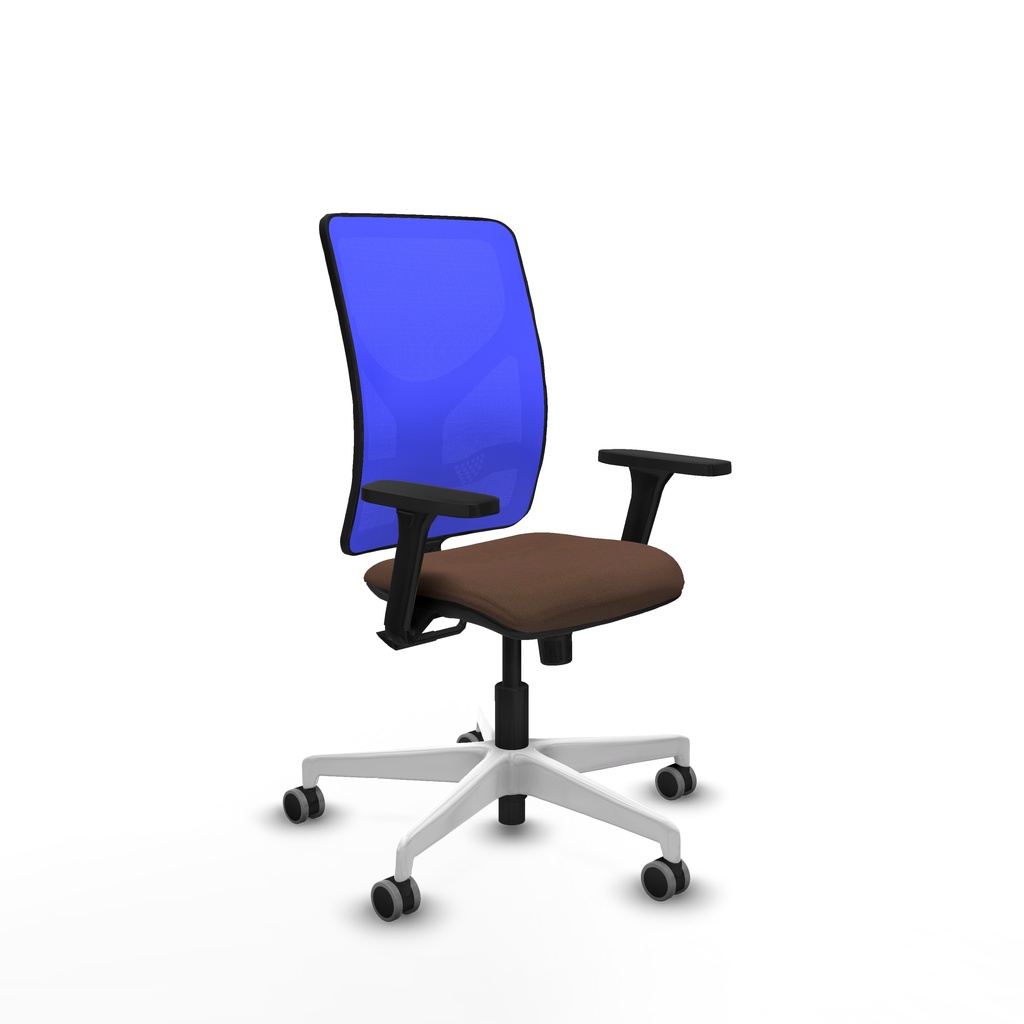 Motilla sincro malla azul bali marrón oscuro brazos 3D base blanca  ruedas 65mm engomadas