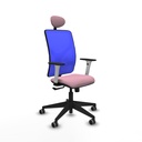 Motilla sincro malla azul bali rosa brazos blancos base piramidal cabecero fijo ruedas 65mm engomadas
