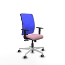 Motilla sincro malla azul bali rosa brazos 1D base blanca  ruedas 65mm engomadas