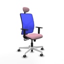 Motilla sincro malla azul bali rosa brazos 1D base blanca cabecero fijo ruedas 65mm engomadas