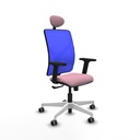 Motilla sincro malla azul bali rosa brazos 2D base blanca cabecero fijo ruedas 65mm engomadas