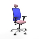 Motilla sincro malla azul bali rosa brazos 2D base aluminio cabecero fijo ruedas 65mm engomadas