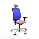 Motilla sincro malla azul bali rosa brazos 3D base blanca cabecero fijo ruedas 65mm engomadas
