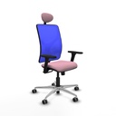 Motilla sincro malla azul bali rosa brazos 3D base aluminio cabecero fijo ruedas 65mm engomadas