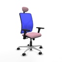 Motilla sincro malla azul bali rosa brazos 3D base aluminio cabecero fijo ruedas 65mm nailon