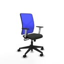 Motilla sincro malla azul bali negro brazos blancos base piramidal  ruedas 65mm nailon