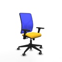 Motilla sincro malla azul similpiel amarillo brazos 3D base piramidal  ruedas 65mm engomadas