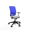 Motilla sincro malla azul similpiel blanco brazos blancos base piramidal  ruedas 65mm nailon