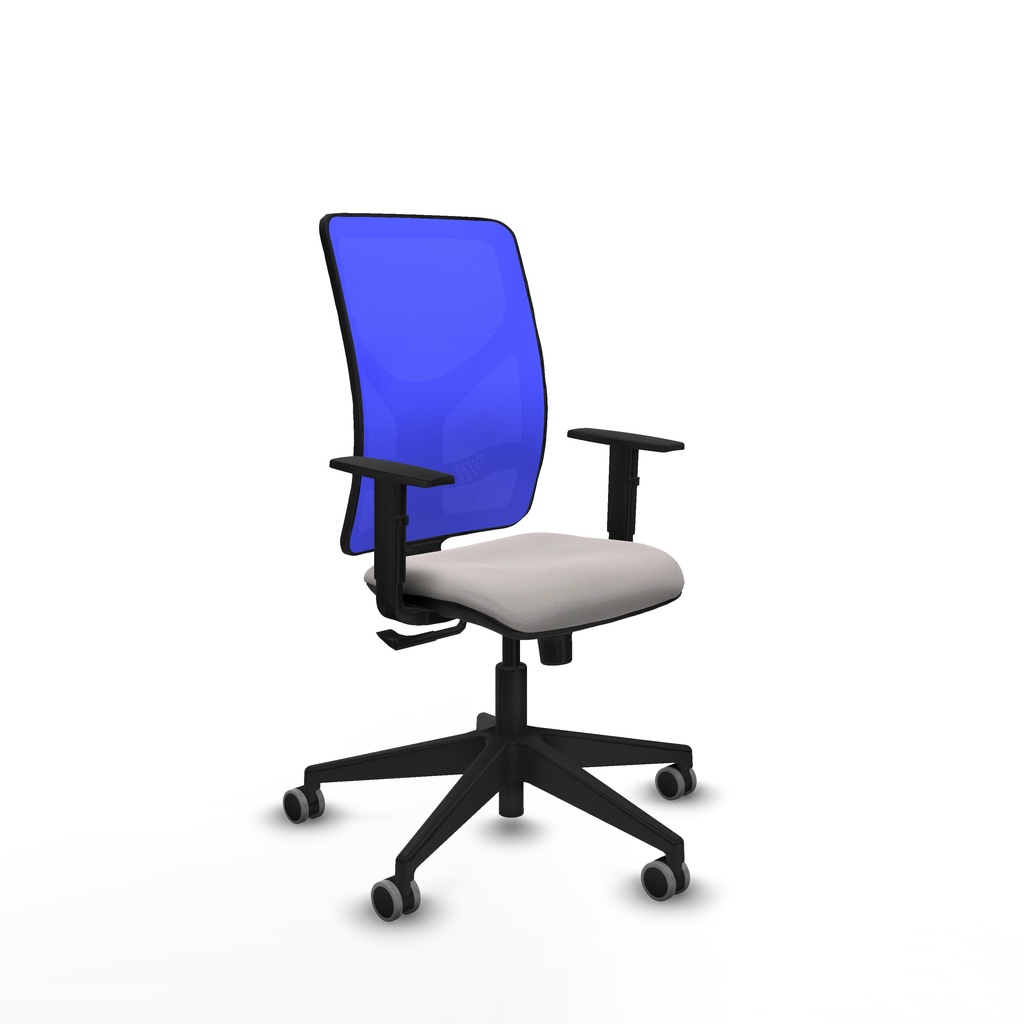 Motilla sincro malla azul similpiel blanco brazos 1D base piramidal  ruedas 65mm engomadas