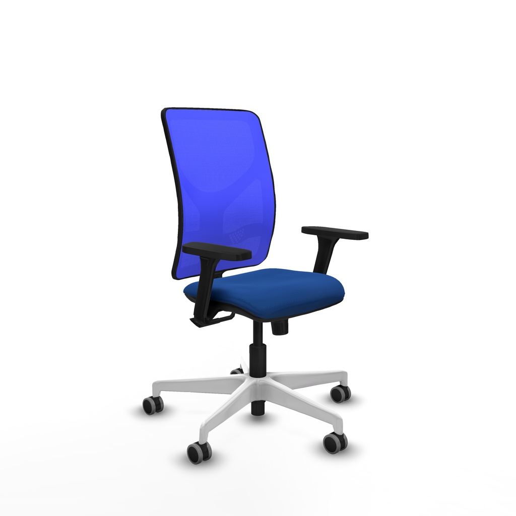 Motilla sincro malla azul similpiel azul brazos 3D base blanca  ruedas 65mm engomadas