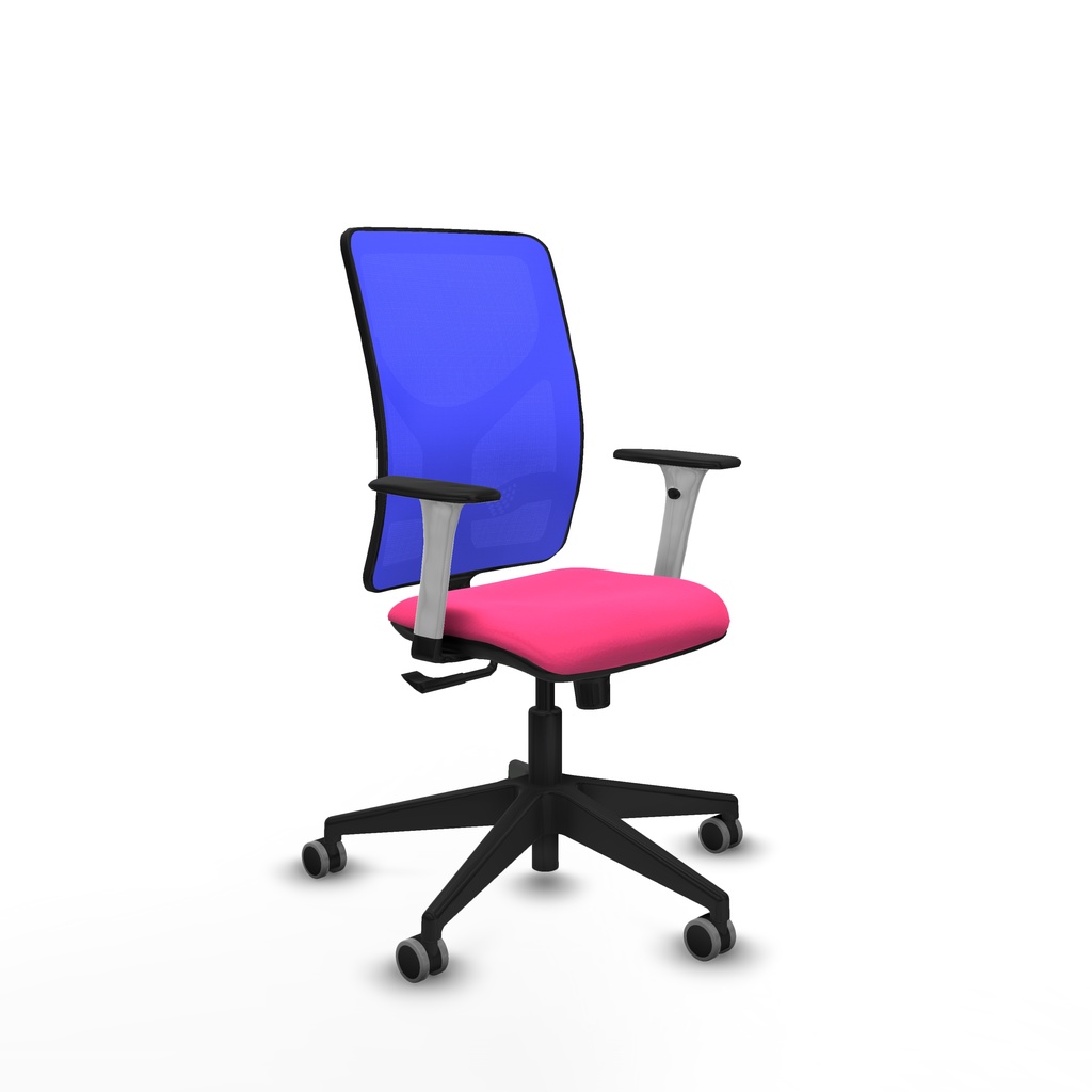 Motilla sincro malla azul similpiel rosa brazos blancos base piramidal  ruedas 65mm engomadas