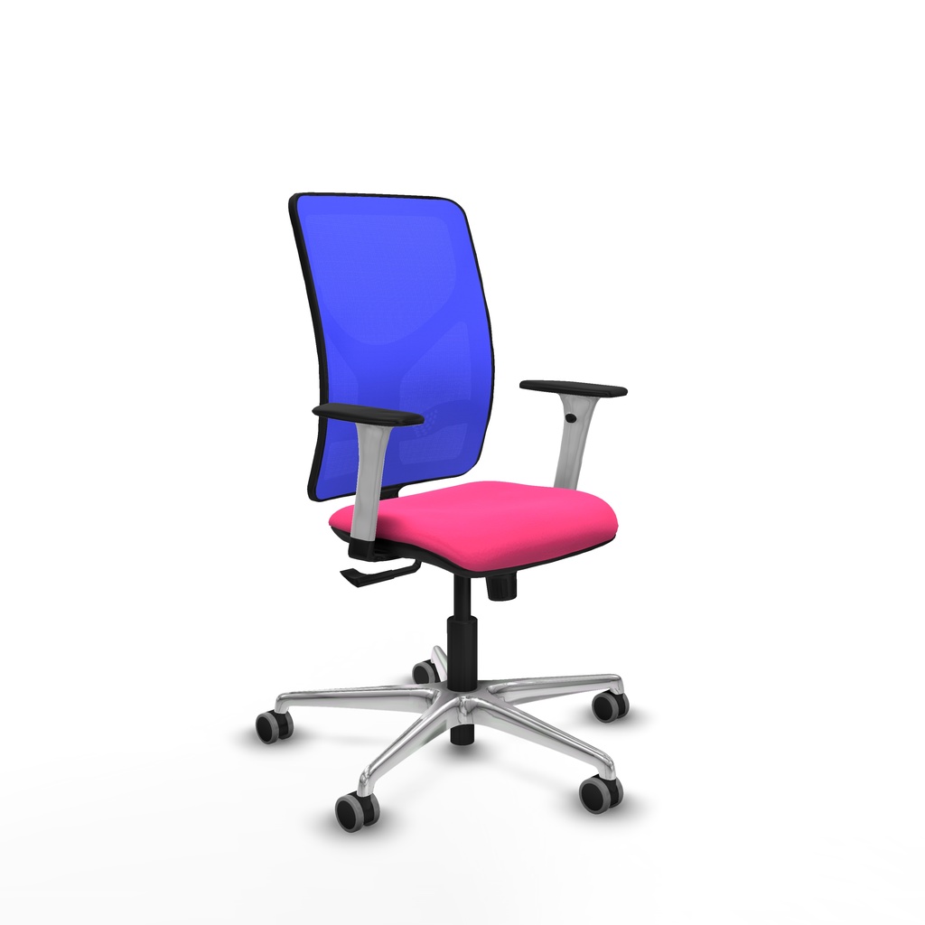 Motilla sincro malla azul similpiel rosa brazos blancos base aluminio  ruedas 65mm engomadas