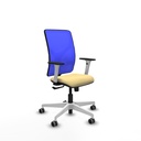 Motilla sincro malla azul similpiel crema brazos blancos base blanca  ruedas 65mm engomadas