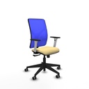 Motilla sincro malla azul similpiel crema brazos blancos base piramidal  ruedas 65mm engomadas