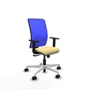 Motilla sincro malla azul similpiel crema brazos 1D base blanca  ruedas 65mm nailon