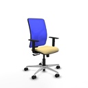Motilla sincro malla azul similpiel crema brazos 1D base aluminio  ruedas 65mm nailon