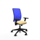 Motilla sincro malla azul similpiel crema brazos 3D base piramidal  ruedas 65mm nailon