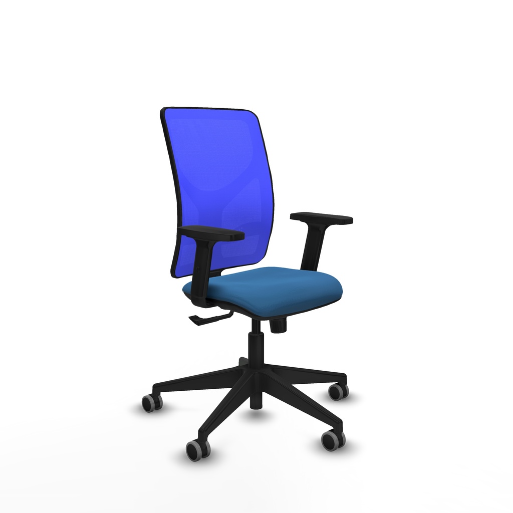 Motilla sincro malla azul similpiel azul claro brazos 2D base piramidal  ruedas 65mm engomadas