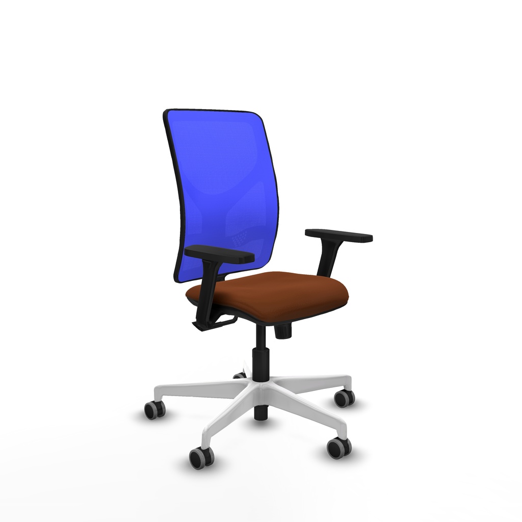 Motilla sincro malla azul similpiel marrón brazos 3D base blanca  ruedas 65mm engomadas